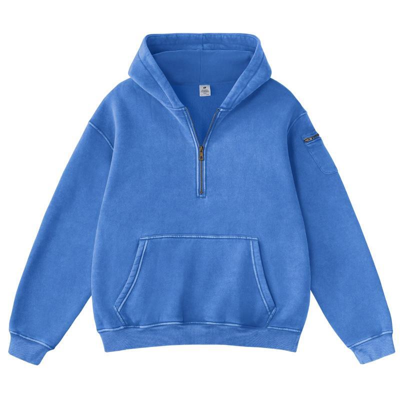 Women's Vintage Acid Washed Oversized Half-Zip Hoodie