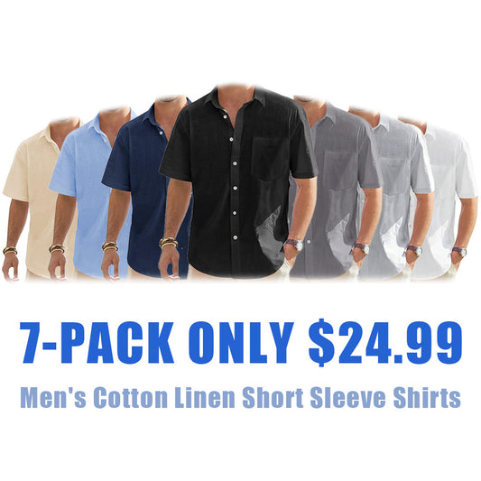 Men's Cotton Linen Short Sleeve Shirts